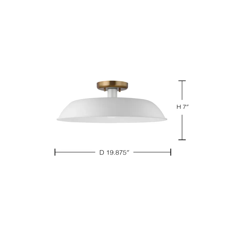 Colony Medium Semi-Flush Mount - Matte White with Burnished Brass - Image 6