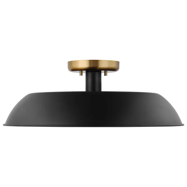 Colony 1-Light Semi-Flush Mount in Matte Black with Burnished Brass - Image 3