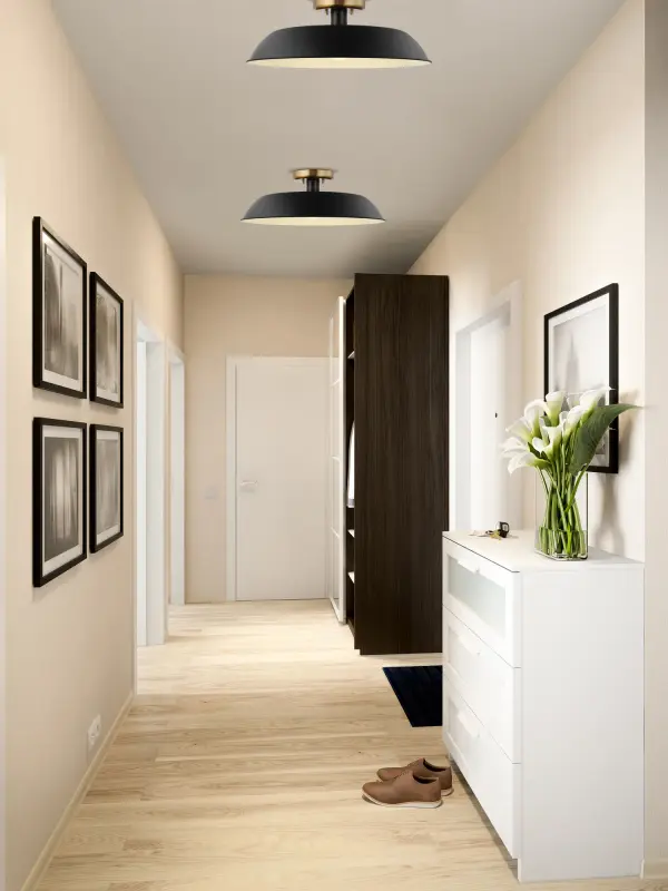Colony 1-Light Semi-Flush Mount in Matte Black with Burnished Brass - Image 4