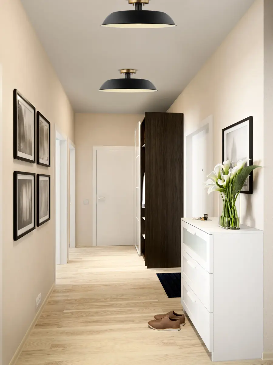 Colony 1-Light Semi-Flush Mount in Matte Black with Burnished Brass - Image 4