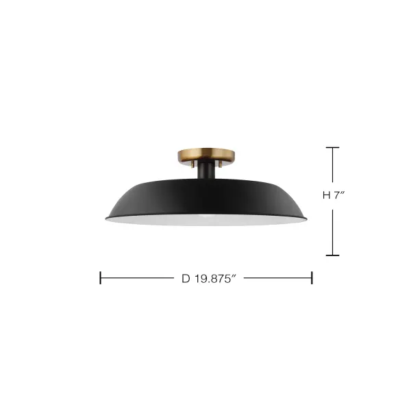 Colony 1-Light Semi-Flush Mount in Matte Black with Burnished Brass - Image 6