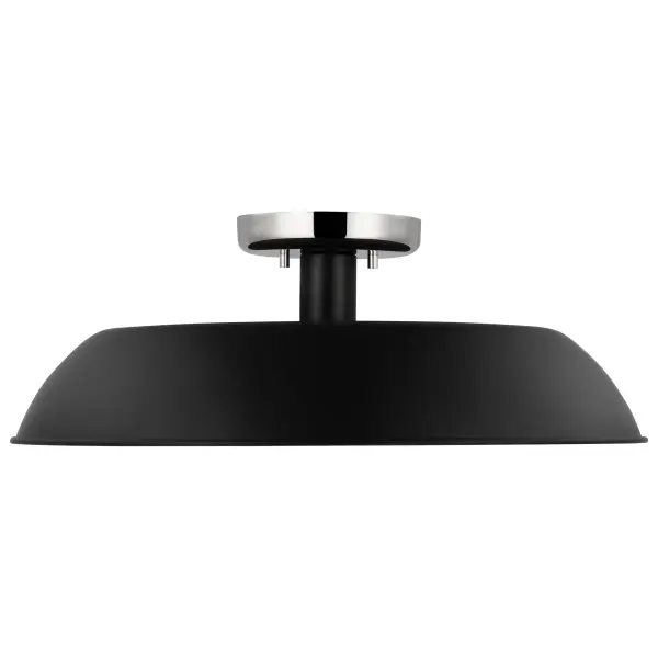 Colony 1-Light Semi-Flush Mount in Matte Black with Polished Nickel - Image 3