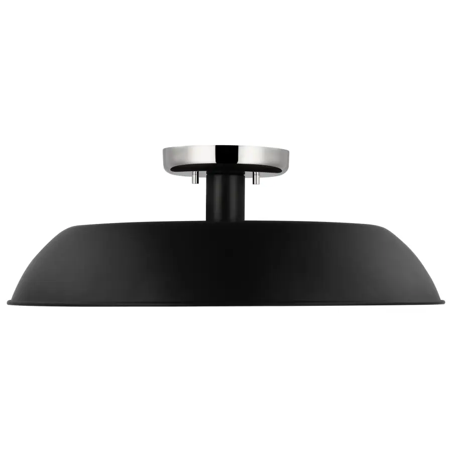 Colony 1-Light Semi-Flush Mount in Matte Black with Polished Nickel - Image 3