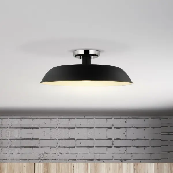 Colony 1-Light Semi-Flush Mount in Matte Black with Polished Nickel - Image 5