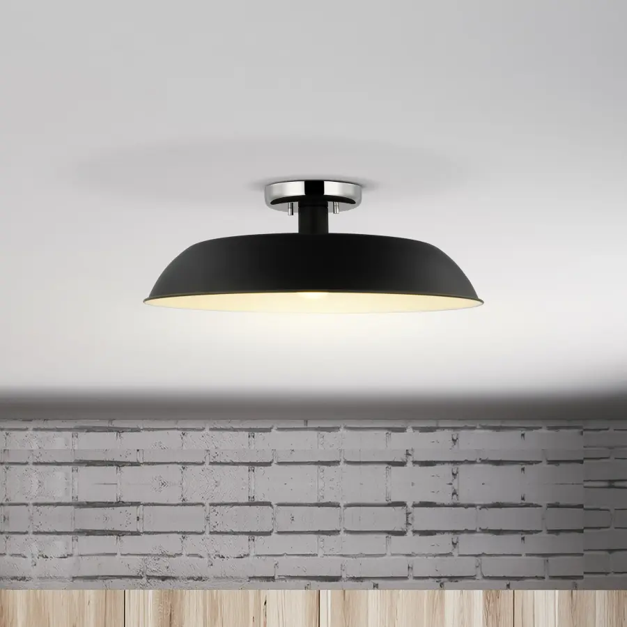 Colony 1-Light Semi-Flush Mount in Matte Black with Polished Nickel - Image 5