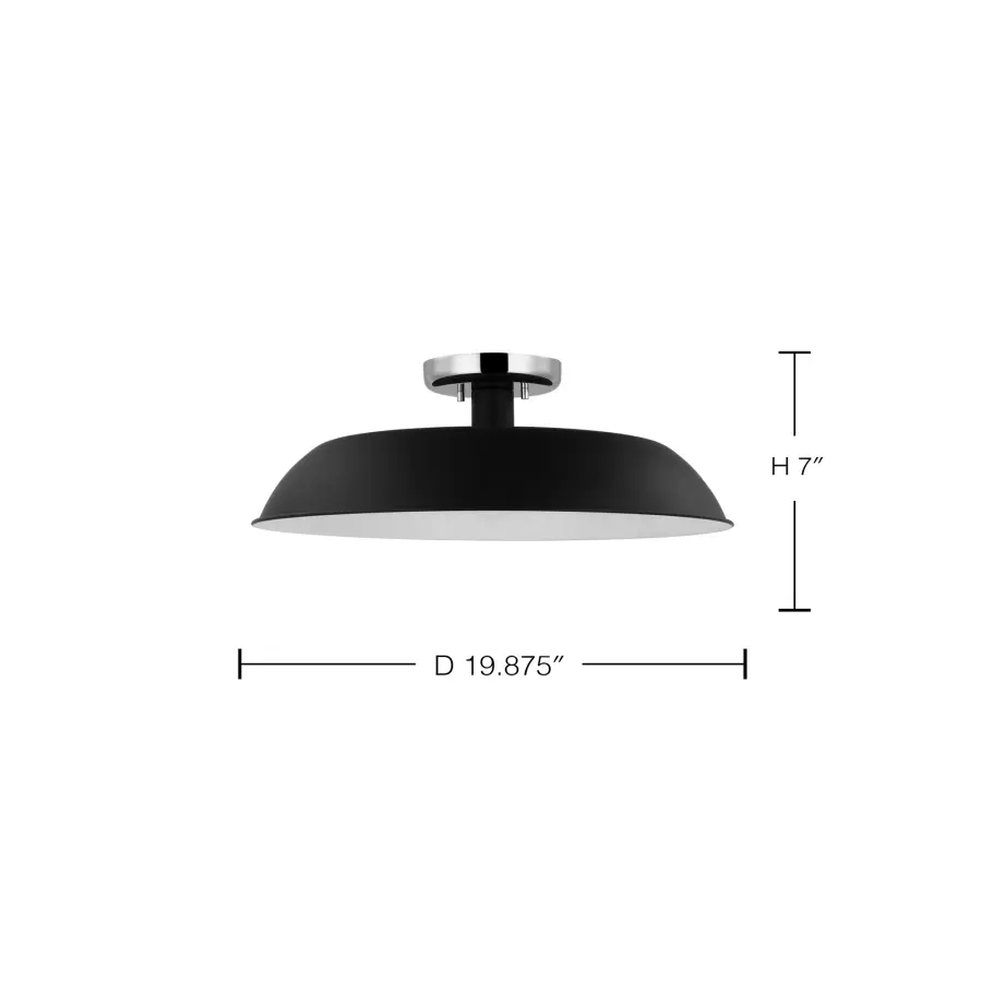 Colony 1-Light Semi-Flush Mount in Matte Black with Polished Nickel - Image 6