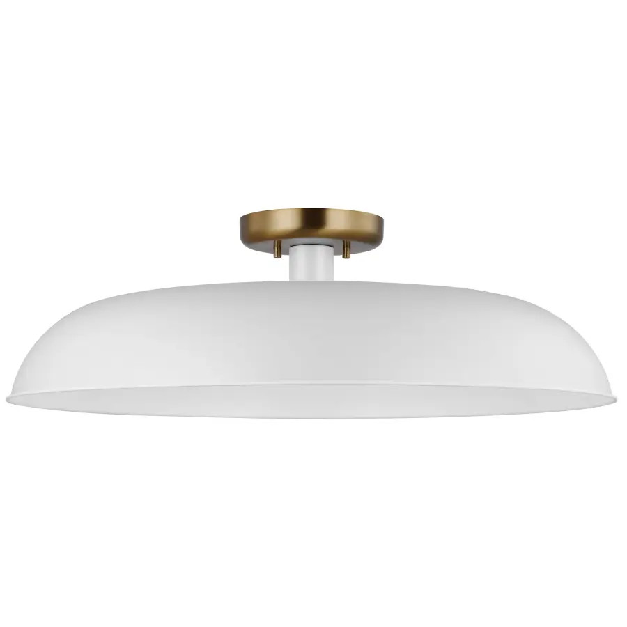 Colony Large Semi-Flush Mount - Matte White with Burnished Brass - Image 1