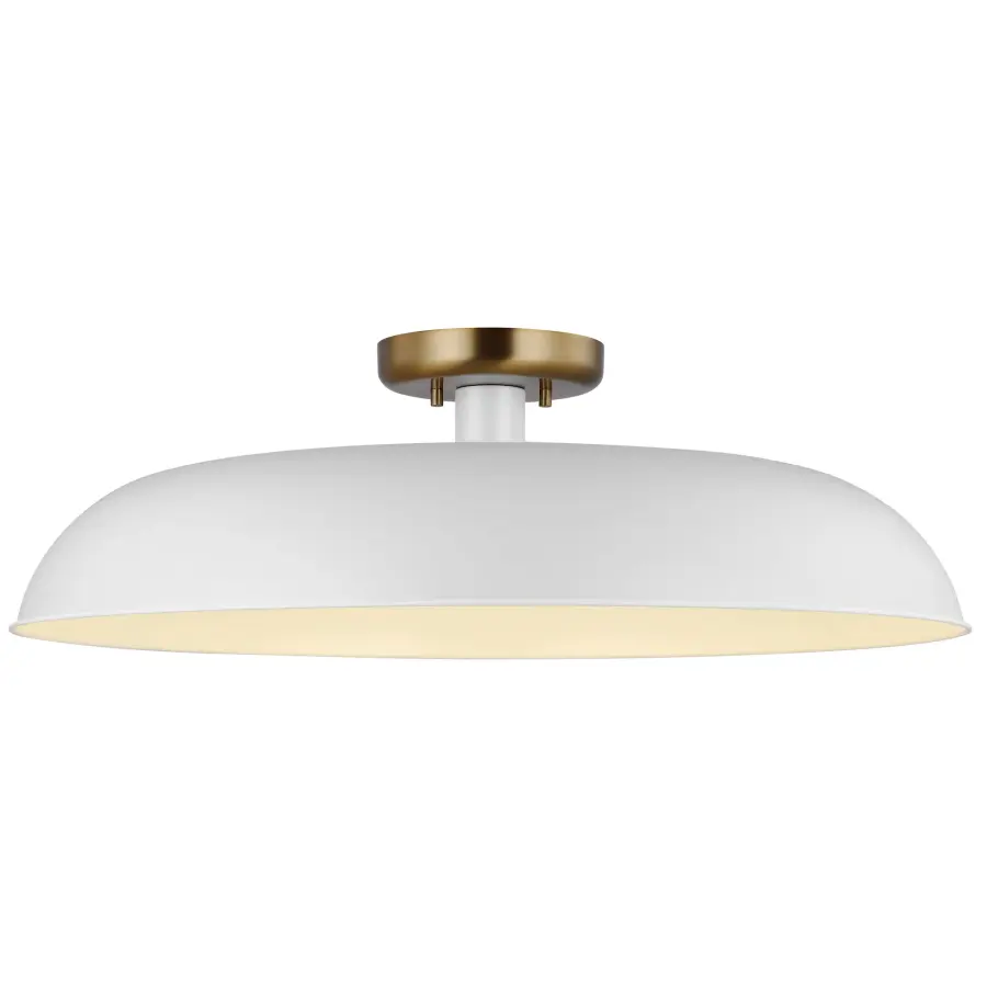 Colony Large Semi-Flush Mount - Matte White with Burnished Brass - Image 2