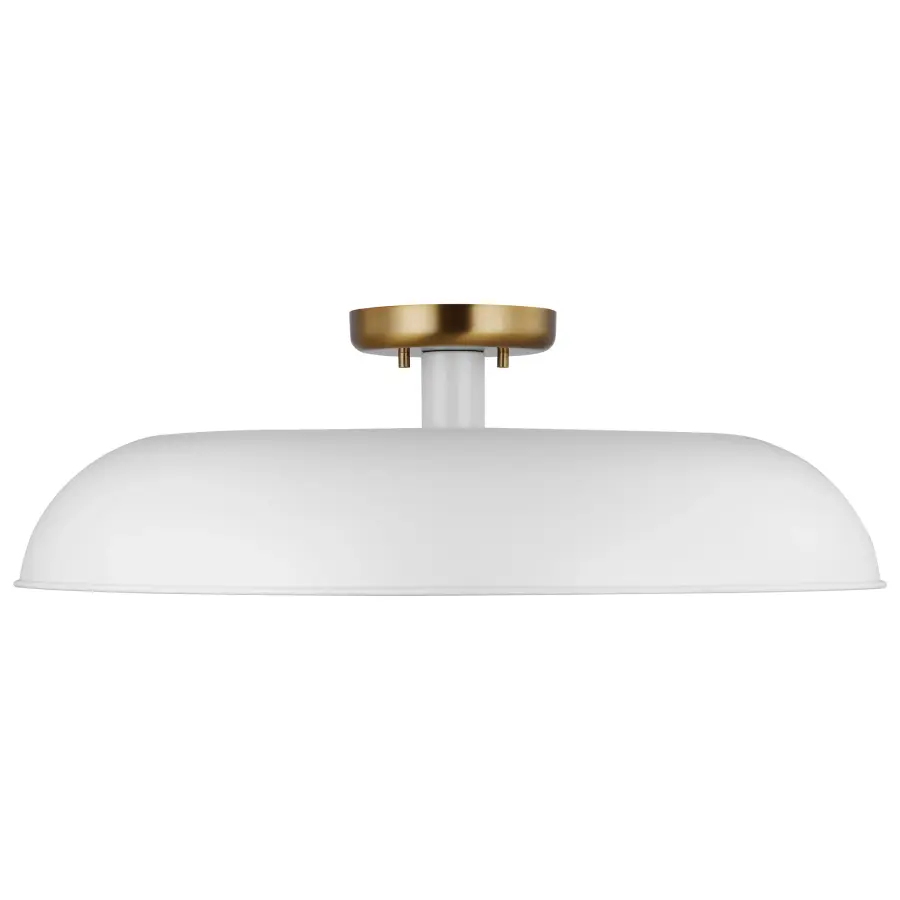 Colony Large Semi-Flush Mount - Matte White with Burnished Brass - Image 3