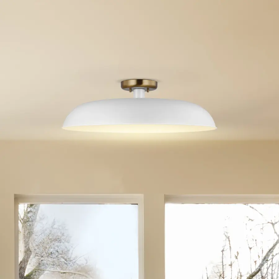 Colony Large Semi-Flush Mount - Matte White with Burnished Brass - Image 5