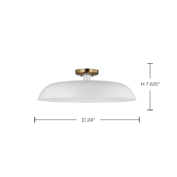 Colony Large Semi-Flush Mount - Matte White with Burnished Brass - Image 6