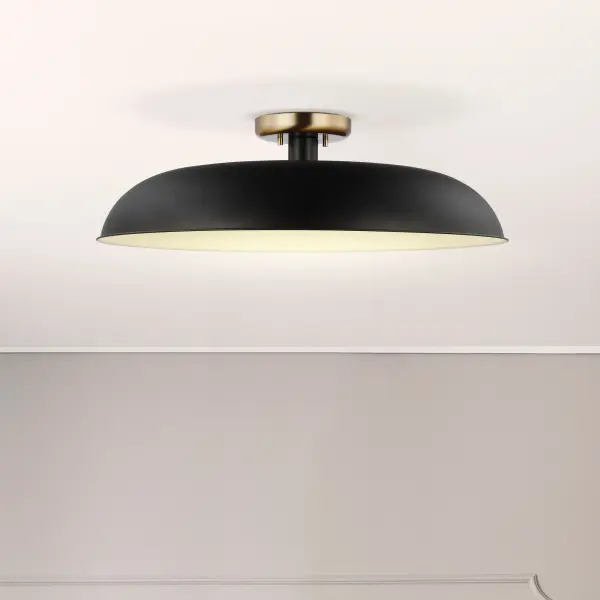 Colony Large Semi-Flush Mount - Matte Black with Burnished Brass - Image 5