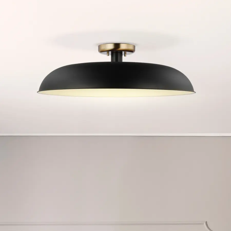 Colony Large Semi-Flush Mount - Matte Black with Burnished Brass - Image 5