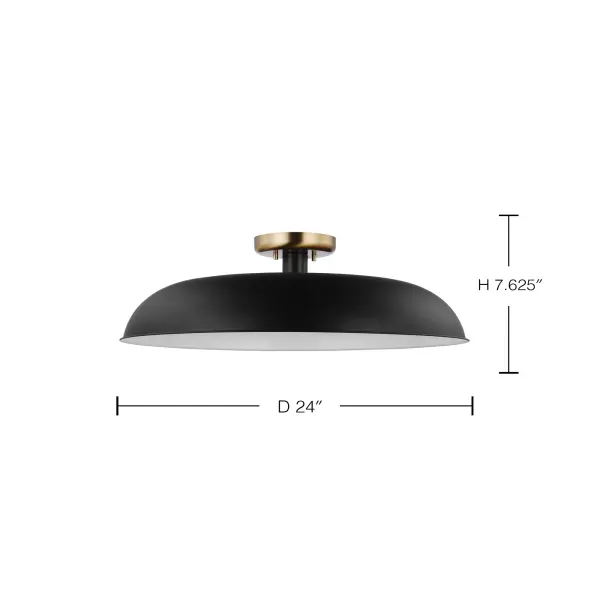 Colony Large Semi-Flush Mount - Matte Black with Burnished Brass - Image 6