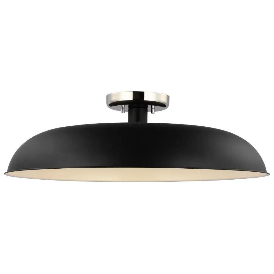 Colony Large Semi-Flush Mount - Matte Black with Polished Nickel - Image 2