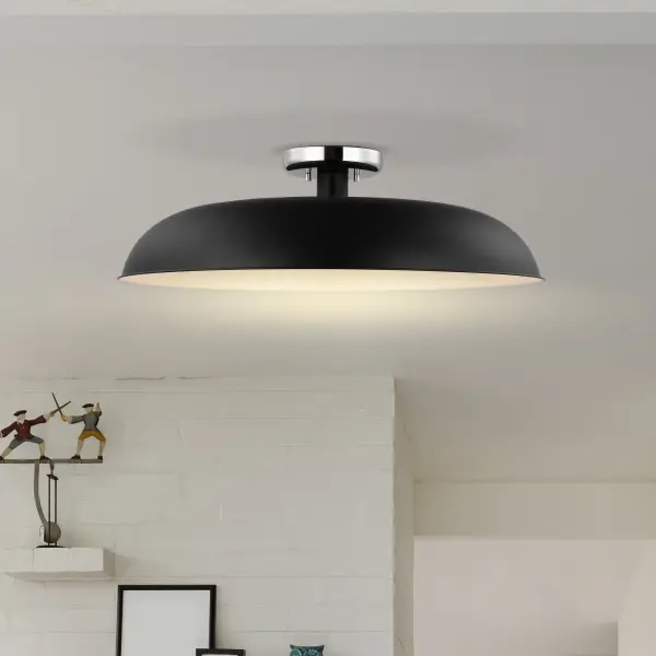 Colony Large Semi-Flush Mount - Matte Black with Polished Nickel - Image 5