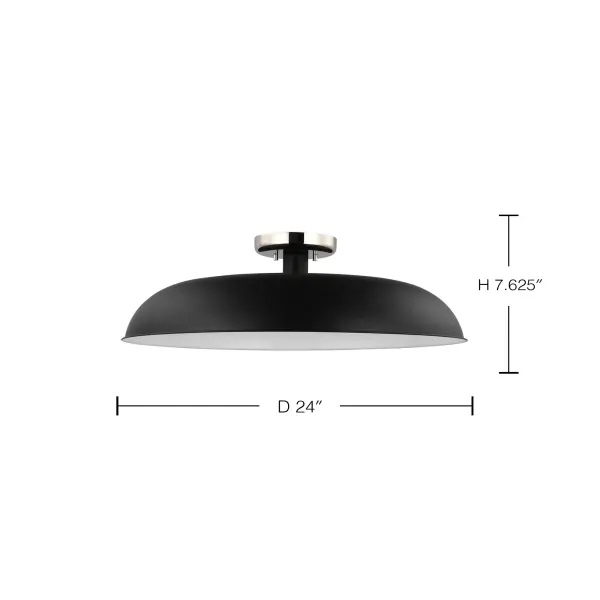 Colony Large Semi-Flush Mount - Matte Black with Polished Nickel - Image 6
