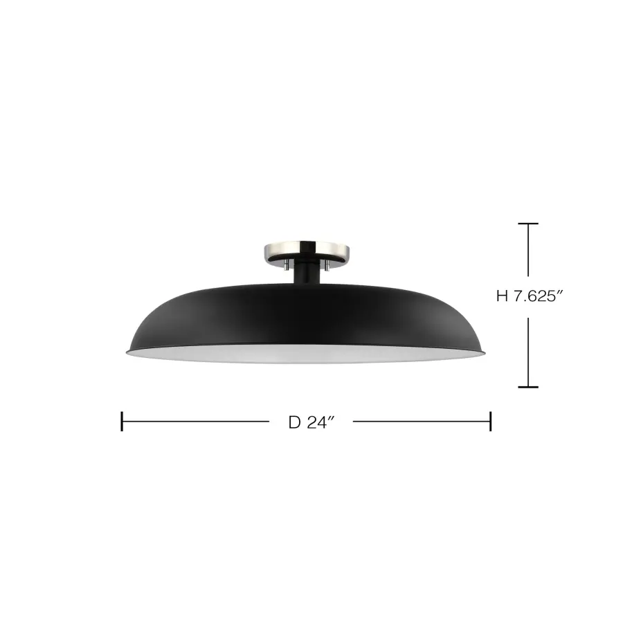 Colony Large Semi-Flush Mount - Matte Black with Polished Nickel - Image 6