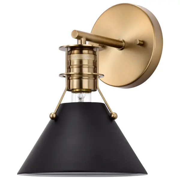 Outpost 1-Light Wall Sconce in Matte Black with Burnished Brass - Image 1