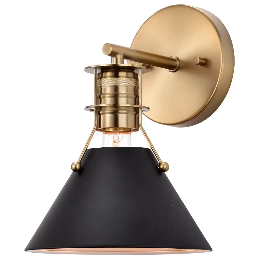 Outpost 1-Light Wall Sconce in Matte Black with Burnished Brass - Image 2