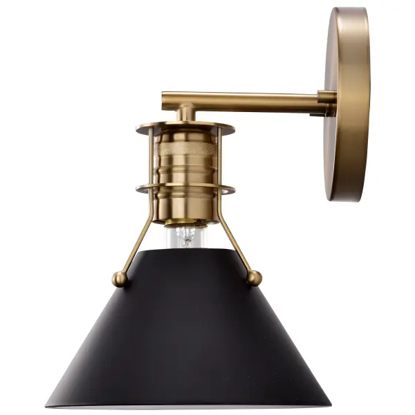 Outpost 1-Light Wall Sconce in Matte Black with Burnished Brass - Image 3