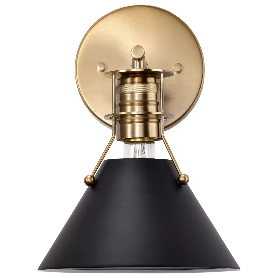 Outpost 1-Light Wall Sconce in Matte Black with Burnished Brass - Image 5