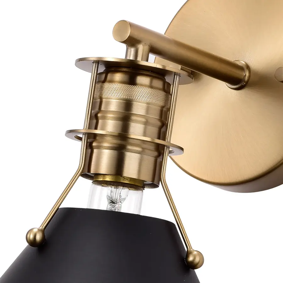 Outpost 1-Light Wall Sconce in Matte Black with Burnished Brass - Image 6