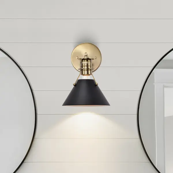 Outpost 1-Light Wall Sconce in Matte Black with Burnished Brass - Image 9