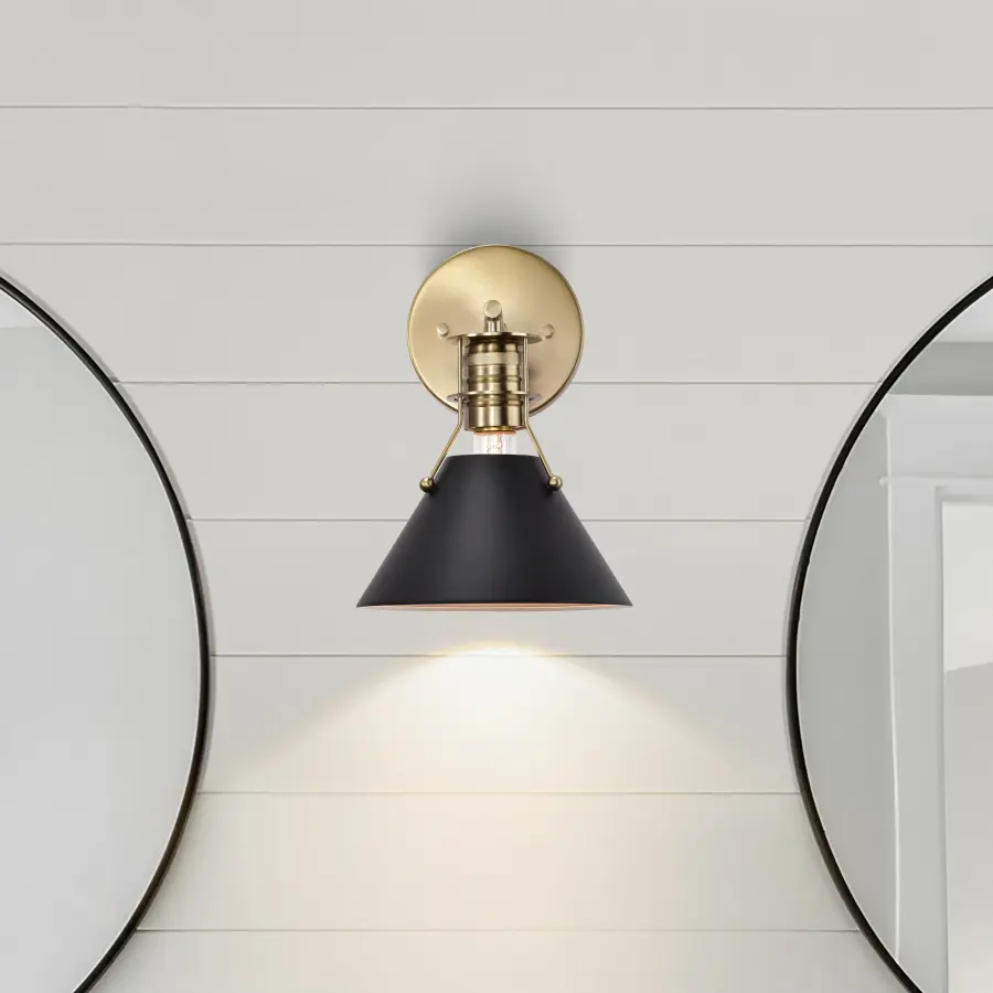 Outpost 1-Light Wall Sconce in Matte Black with Burnished Brass - Image 9