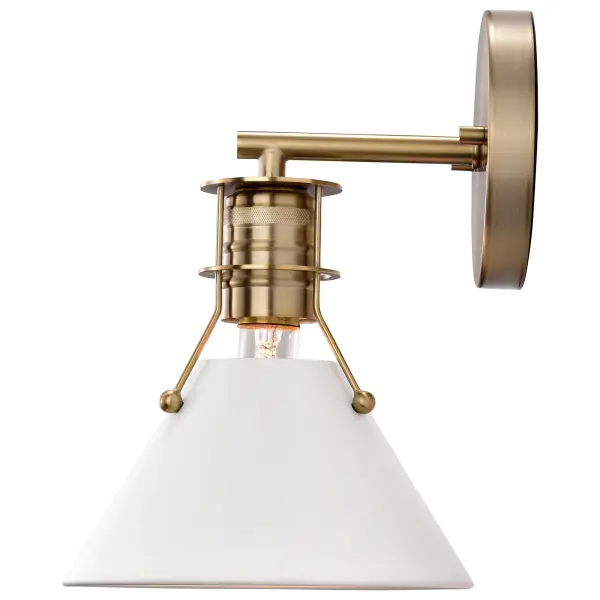 Outpost 1-Light Wall Sconce in Matte White with Burnished Brass - Image 3