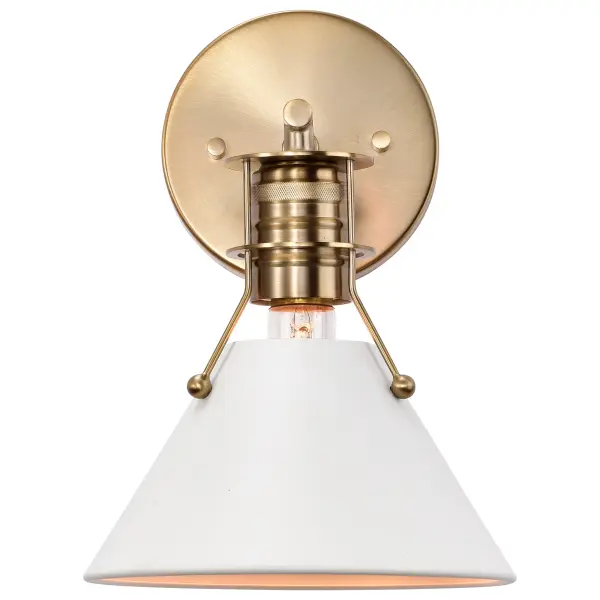 Outpost 1-Light Wall Sconce in Matte White with Burnished Brass - Image 5