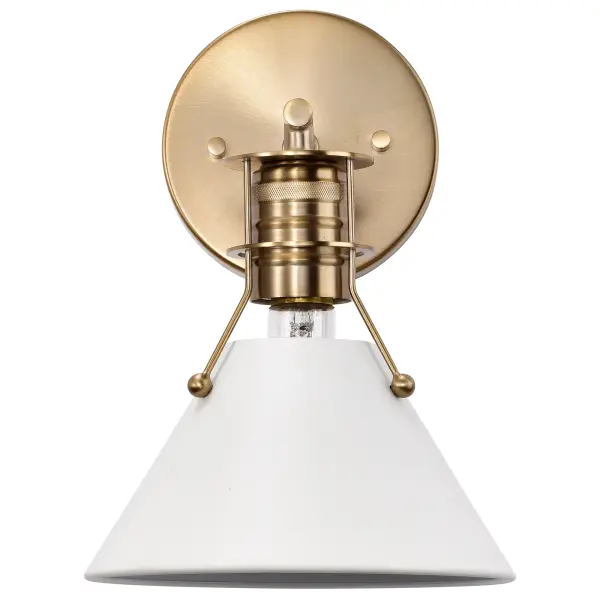 Outpost 1-Light Wall Sconce in Matte White with Burnished Brass - Image 6