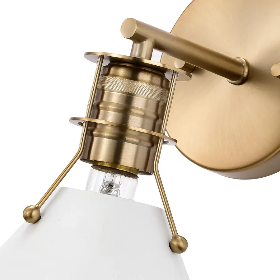 Outpost 1-Light Wall Sconce in Matte White with Burnished Brass - Image 7