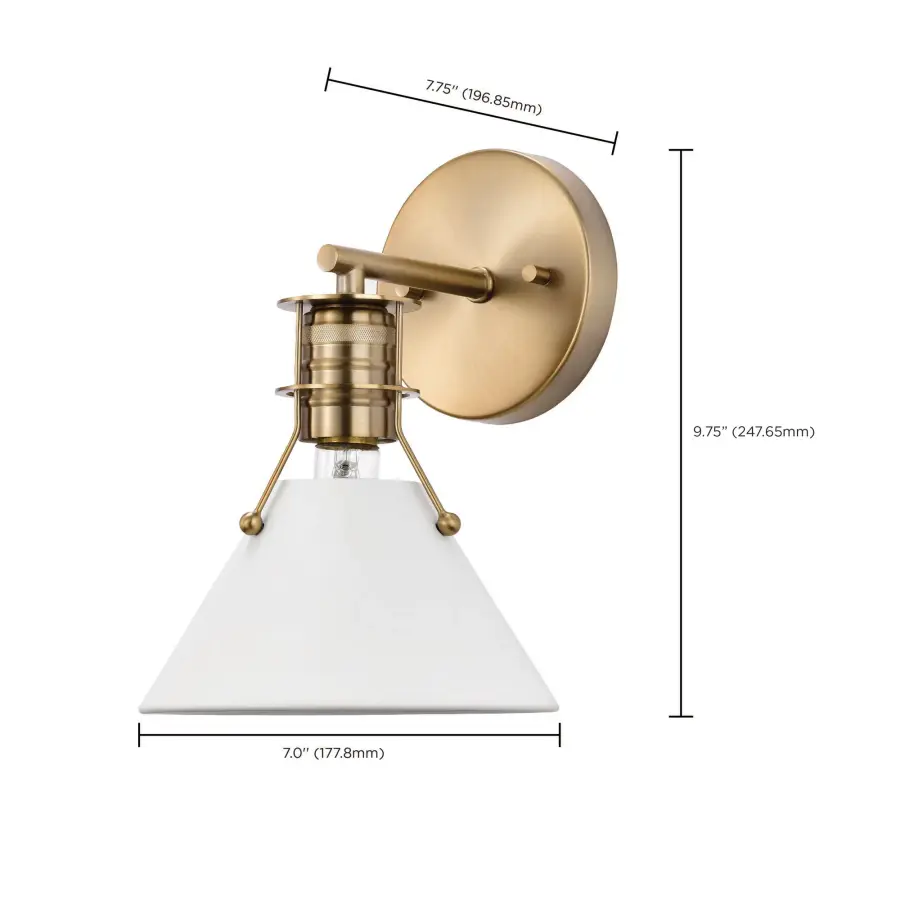 Outpost 1-Light Wall Sconce in Matte White with Burnished Brass - Image 10