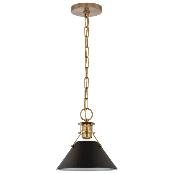 Outpost Small Pendant Light in Matte Black with Burnished Brass - Image 1