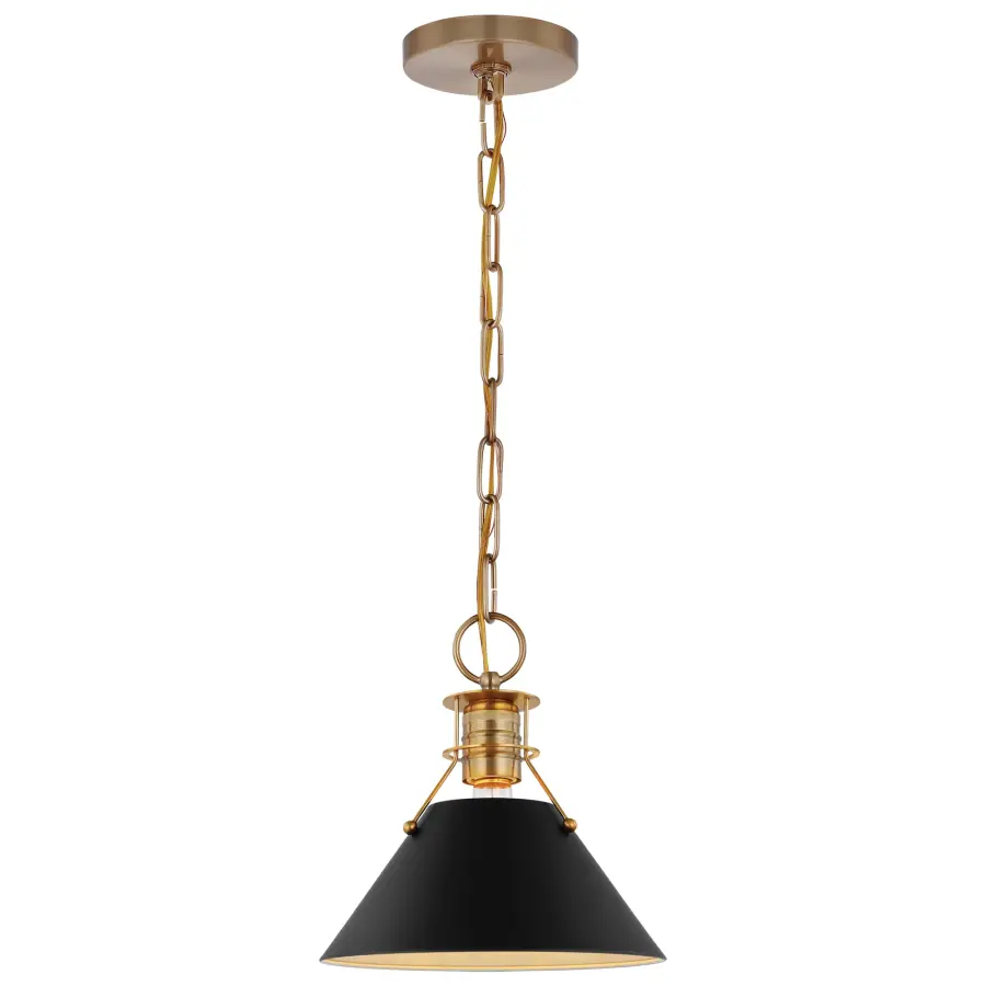 Outpost Small Pendant Light in Matte Black with Burnished Brass - Image 2