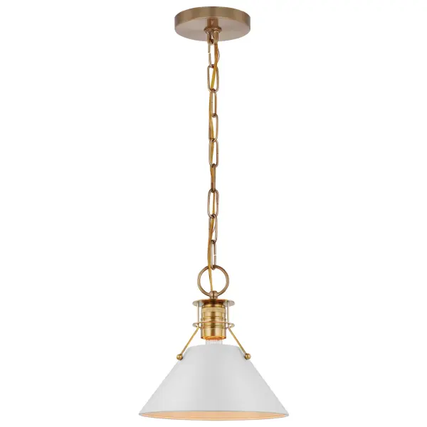 Outpost Small Pendant Light - Matte White with Burnished Brass - Image 2