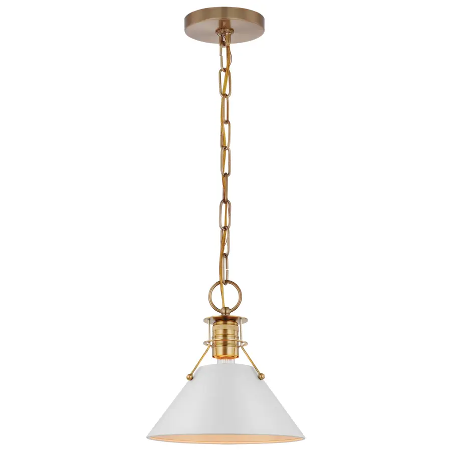 Outpost Small Pendant Light - Matte White with Burnished Brass - Image 2