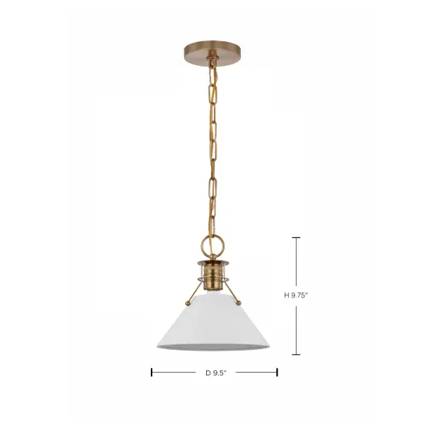 Outpost Small Pendant Light - Matte White with Burnished Brass - Image 6