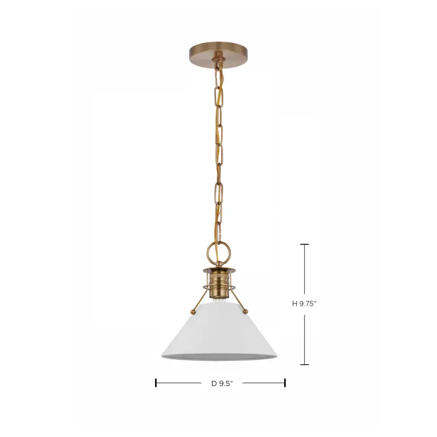 Outpost Small Pendant Light - Matte White with Burnished Brass - Image 6