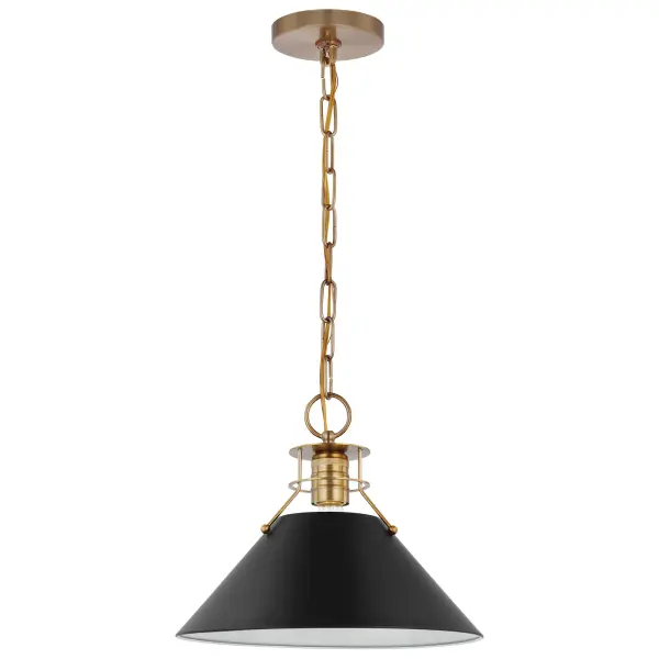 Outpost Medium Pendant Light in Matte Black with Burnished Brass - Image 1