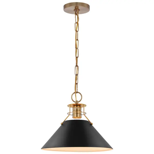 Outpost Medium Pendant Light in Matte Black with Burnished Brass - Image 2