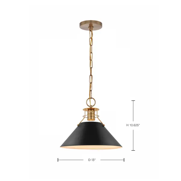 Outpost Medium Pendant Light in Matte Black with Burnished Brass - Image 6