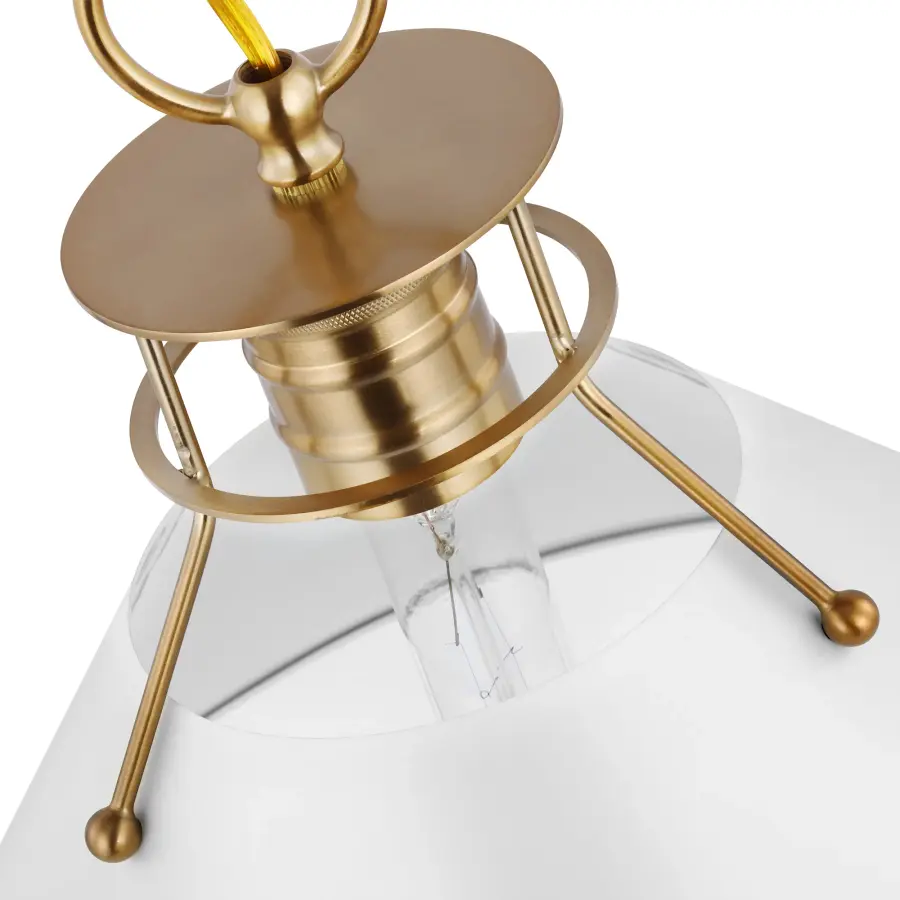 Outpost Medium Pendant Light in Matte White with Burnished Brass - Image 3