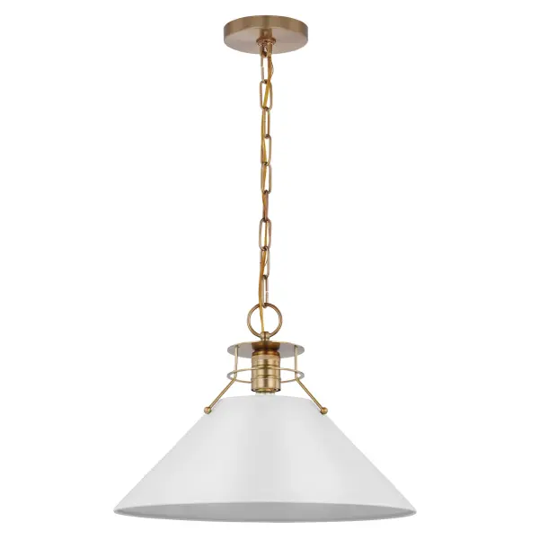 Outpost Large Pendant - Matte White with Burnished Brass - Image 1