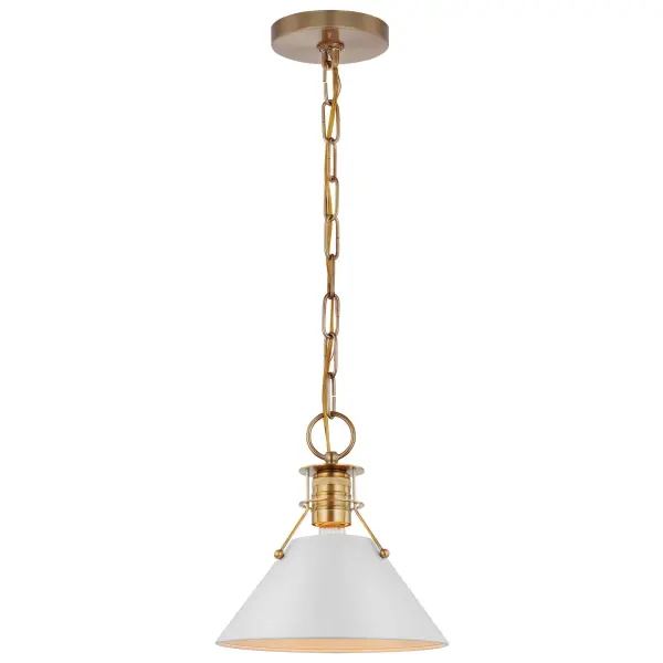 Outpost Large Pendant - Matte White with Burnished Brass - Image 2