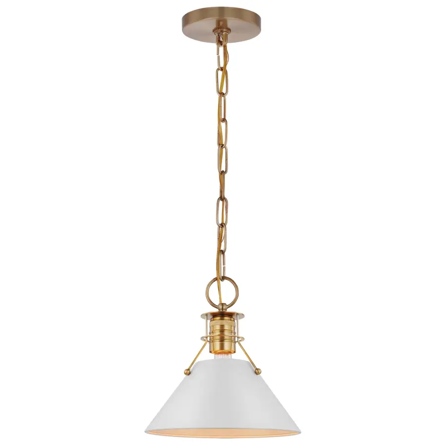Outpost Large Pendant - Matte White with Burnished Brass - Image 2