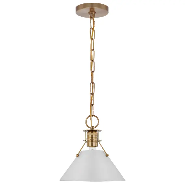 Outpost Large Pendant - Matte White with Burnished Brass - Image 3