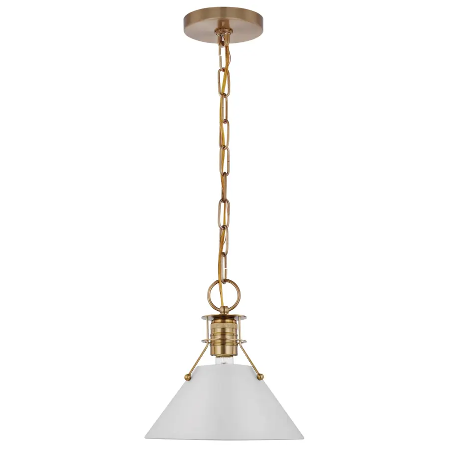 Outpost Large Pendant - Matte White with Burnished Brass - Image 3