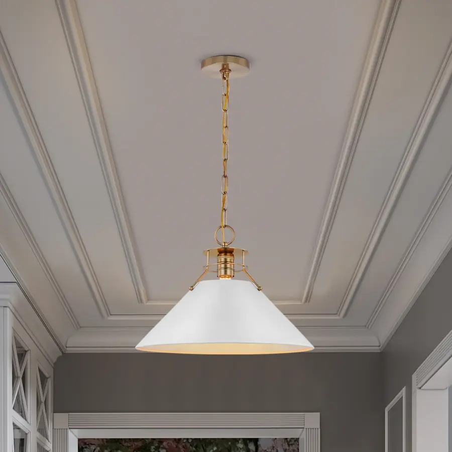 Outpost Large Pendant - Matte White with Burnished Brass - Image 6